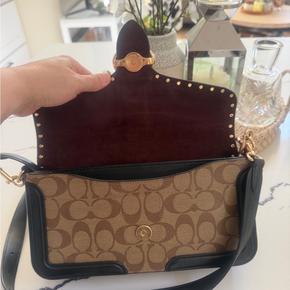 Coach Red and Brown Clutch with Black Accents - Picture 2 of 10